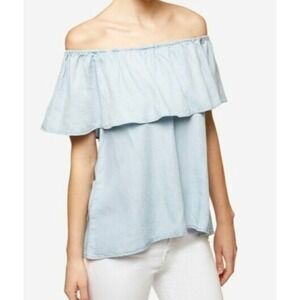 Anthropologie Sanctuary Off The Shoulder‎ Chambray Blouse Boho XS
